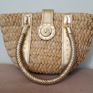 MK straw and leather bag